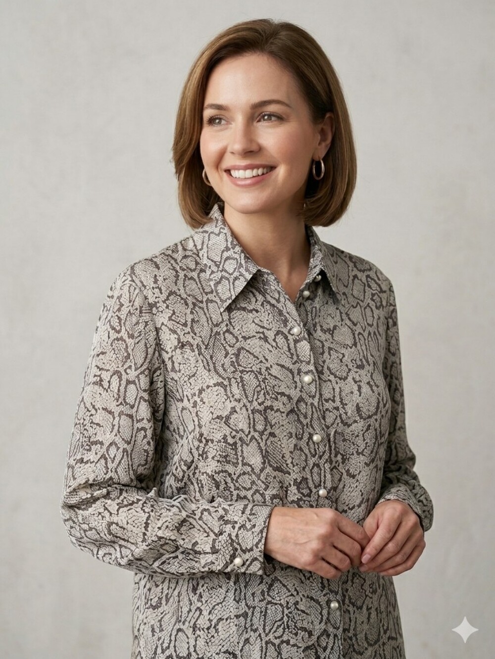 Vintage snake print silk button down blouse shirt large xl